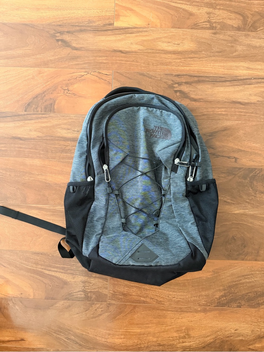 The North Face Heather Gray & Black Bungee Front Backpack